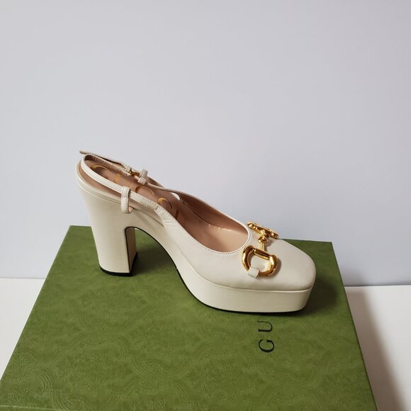 NIB Gucci Platform horsebit ivory leather Pumps - IT 38.5/ US 8.5 - Picture 4 of 7